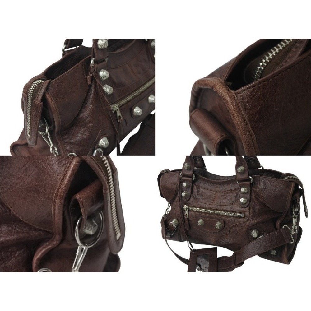 Balenciaga Part Shoulder Handbag Time Leather The Brown Giant - Picture 3 of 8